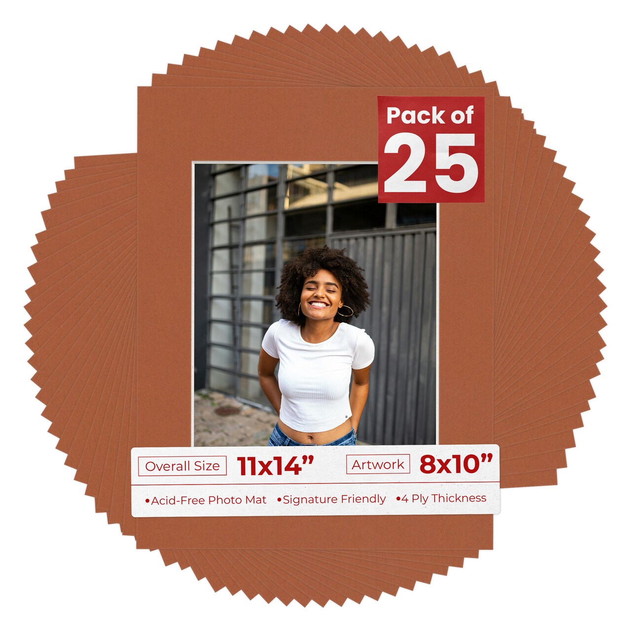 Terra-cotta Red Mat Board for 11x14 Frames - Fits 8x10 Photos